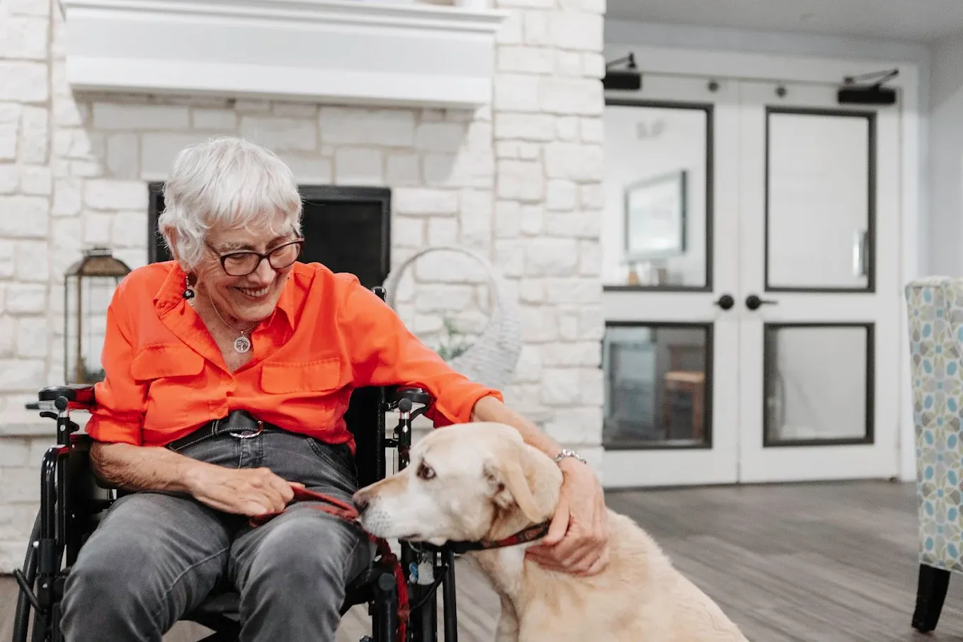 The Ivy Of McKinney Senior Living Resident With Dog TX The Ivy of McKinney Senior Living Care Team in McKinney Texas